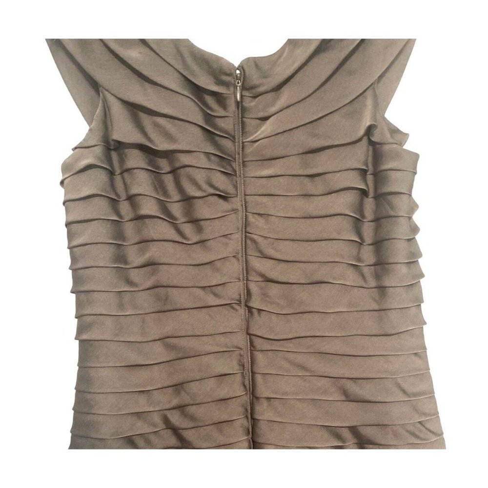 Adrianna Papell Womens Brown Metal Tiered Ruffle Formal Sleeveless Sheath Dress - Picture 4 of 10